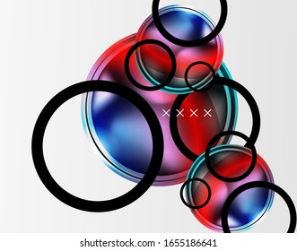 Abstract background - glossy glass bubbles, abstract sphere shapes, geometric dynamic composition with copyspace. Vector Illustration For Wallpaper, Banner, Background, Card, Book Illustration