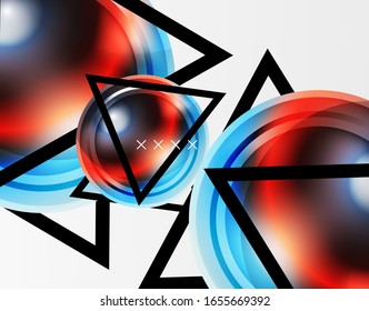 Abstract background - glossy glass bubbles, abstract sphere shapes, geometric dynamic composition with copyspace. Vector Illustration For Wallpaper, Banner, Background, Card, Book Illustration