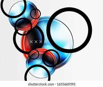 Abstract background - glossy glass bubbles, abstract sphere shapes, geometric dynamic composition with copyspace. Vector Illustration For Wallpaper, Banner, Background, Card, Book Illustration