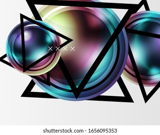 Abstract background - glossy glass bubbles, abstract sphere shapes, geometric dynamic composition with copyspace. Vector Illustration For Wallpaper, Banner, Background, Card, Book Illustration
