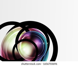 Abstract background - glossy glass bubbles, abstract sphere shapes, geometric dynamic composition with copyspace. Vector Illustration For Wallpaper, Banner, Background, Card, Book Illustration