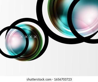 Abstract background - glossy glass bubbles, abstract sphere shapes, geometric dynamic composition with copyspace. Vector Illustration For Wallpaper, Banner, Background, Card, Book Illustration