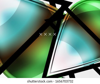 Fondo abstracto - burbujas de vidrio brillante, formas abstractas de esfera, composición dinámica geométrica con espacio de copia. Ilustración De Vector Para Papel De Fondo De Pantalla, Banner, Fondo, Tarjeta E Ilustración De Libros