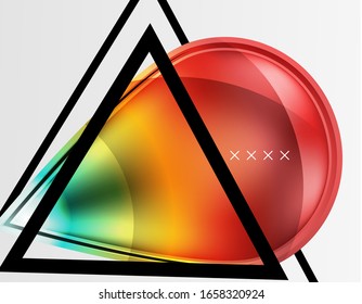 Fondo abstracto - burbujas de vidrio brillante, formas abstractas de esfera, composición dinámica geométrica con espacio de copia. Ilustración De Vector Para Papel De Fondo De Pantalla, Banner, Fondo, Tarjeta E Ilustración De Libros