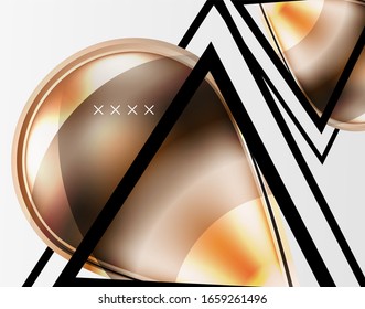Fondo abstracto - burbujas de vidrio brillante, formas abstractas de esfera, composición dinámica geométrica con espacio de copia. Ilustración De Vector Para Papel De Fondo De Pantalla, Banner, Fondo, Tarjeta E Ilustración De Libros