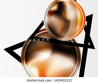Abstrakter Hintergrund - glänzende Glasblasen, abstrakte Kugel-Formen, geometrische dynamische Komposition mit Kopienraum. Vektorillustration-Illustration für Bildschirmhintergrund, Banner, Hintergrund, Karte, Buchillustration