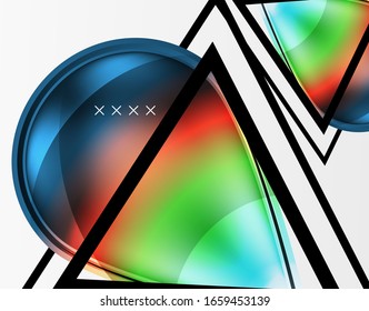 Fondo abstracto - burbujas de vidrio brillante, formas abstractas de esfera, composición dinámica geométrica con espacio de copia. Ilustración De Vector Para Papel De Fondo De Pantalla, Banner, Fondo, Tarjeta E Ilustración De Libros