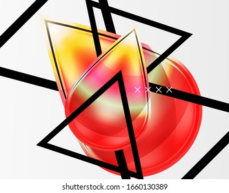 Abstrakter Hintergrund - glänzende Glasblasen, abstrakte Kugel-Formen, geometrische dynamische Komposition mit Kopienraum. Vektorillustration-Illustration für Bildschirmhintergrund, Banner, Hintergrund, Karte, Buchillustration