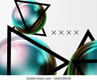 Abstract background - glossy glass bubbles, abstract sphere shapes, geometric dynamic composition with copyspace. Vector Illustration For Wallpaper, Banner, Background, Card, Book Illustration
