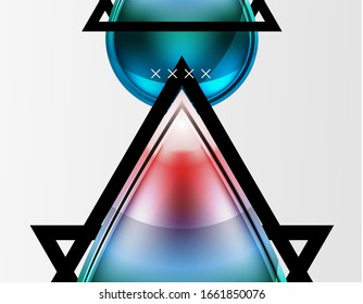 Fondo abstracto - burbujas de vidrio brillante, formas abstractas de esfera, composición dinámica geométrica con espacio de copia. Ilustración De Vector Para Papel De Fondo De Pantalla, Banner, Fondo, Tarjeta E Ilustración De Libros