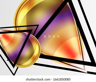 Fondo abstracto - burbujas de vidrio brillante, formas abstractas de esfera, composición dinámica geométrica con espacio de copia. Ilustración De Vector Para Papel De Fondo De Pantalla, Banner, Fondo, Tarjeta E Ilustración De Libros