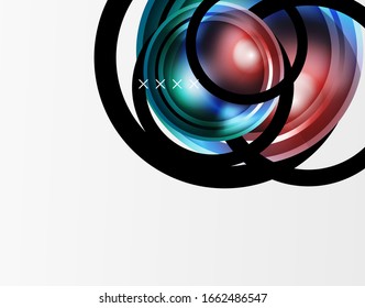 Abstract background - glossy glass bubbles, abstract sphere shapes, geometric dynamic composition with copyspace. Vector Illustration For Wallpaper, Banner, Background, Card, Book Illustration