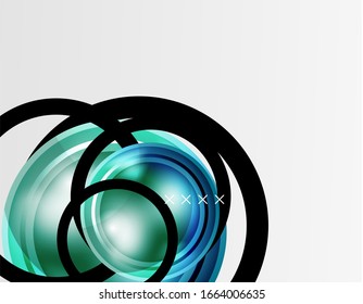 Abstract background - glossy glass bubbles, abstract sphere shapes, geometric dynamic composition with copyspace. Vector Illustration For Wallpaper, Banner, Background, Card, Book Illustration