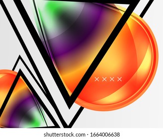 Fondo abstracto - burbujas de vidrio brillante, formas abstractas de esfera, composición dinámica geométrica con espacio de copia. Ilustración De Vector Para Papel De Fondo De Pantalla, Banner, Fondo, Tarjeta E Ilustración De Libros