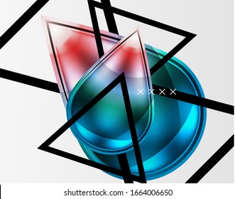 Abstract background - glossy glass bubbles, abstract sphere shapes, geometric dynamic composition with copyspace. Vector Illustration For Wallpaper, Banner, Background, Card, Book Illustration