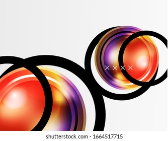 Abstract background - glossy glass bubbles, abstract sphere shapes, geometric dynamic composition with copyspace. Vector Illustration For Wallpaper, Banner, Background, Card, Book Illustration