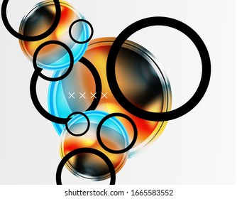 Abstract background - glossy glass bubbles, abstract sphere shapes, geometric dynamic composition with copyspace. Vector Illustration For Wallpaper, Banner, Background, Card, Book Illustration