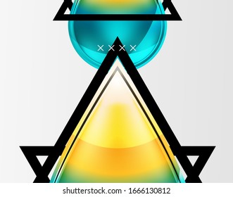 Fondo abstracto - burbujas de vidrio brillante, formas abstractas de esfera, composición dinámica geométrica con espacio de copia. Ilustración De Vector Para Papel De Fondo De Pantalla, Banner, Fondo, Tarjeta E Ilustración De Libros