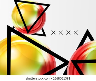 Abstract background - glossy glass bubbles, abstract sphere shapes, geometric dynamic composition with copyspace. Vector Illustration For Wallpaper, Banner, Background, Card, Book Illustration