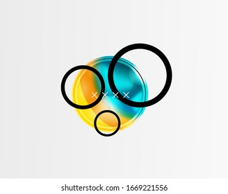 Abstract background - glossy glass bubbles, abstract sphere shapes, geometric dynamic composition with copyspace. Vector Illustration  