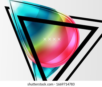 Fondo abstracto - burbujas de vidrio brillante, formas abstractas de esfera, composición dinámica geométrica con espacio de copia. Ilustración De Vector Para Papel De Fondo De Pantalla, Banner, Fondo, Tarjeta E Ilustración De Libros