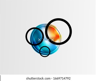 Abstract background - glossy glass bubbles, abstract sphere shapes, geometric dynamic composition with copyspace. Vector Illustration For Wallpaper, Banner, Background, Card, Book Illustration