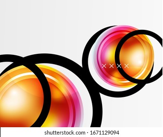 Abstract background - glossy glass bubbles, abstract sphere shapes, geometric dynamic composition with copyspace. Vector Illustration For Wallpaper, Banner, Background, Card, Book Illustration