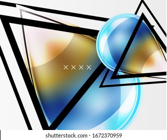 Fondo abstracto - burbujas de vidrio brillante, formas abstractas de esfera, composición dinámica geométrica con espacio de copia. Ilustración De Vector Para Papel De Fondo De Pantalla, Banner, Fondo, Tarjeta E Ilustración De Libros