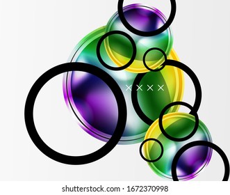 Abstract background - glossy glass bubbles, abstract sphere shapes, geometric dynamic composition with copyspace. Vector Illustration For Wallpaper, Banner, Background, Card, Book Illustration