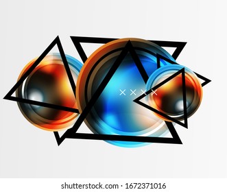 Abstract background - glossy glass bubbles, abstract sphere shapes, geometric dynamic composition with copyspace. Vector Illustration For Wallpaper, Banner, Background, Card, Book Illustration