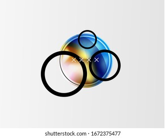 Abstrakter Hintergrund - glänzende Glasblasen, abstrakte Kugel-Formen, geometrische dynamische Komposition mit Kopienraum. Vektorillustration-Illustration für Bildschirmhintergrund, Banner, Hintergrund, Karte, Buchillustration