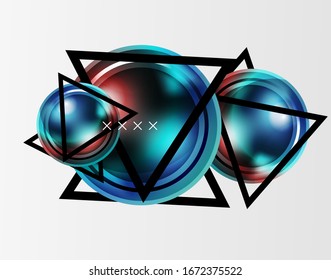 Abstract background - glossy glass bubbles, abstract sphere shapes, geometric dynamic composition with copyspace. Vector Illustration For Wallpaper, Banner, Background, Card, Book Illustration