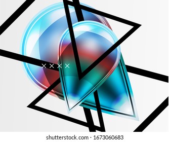 Fundo abstrato - bolhas de vidro brilhante, formas de esferas abstratas, composição dinâmica geométrica com copyspace. Ilustração De Vetor Para Papel De Parede, Banner, Plano De Fundo, Cartão, Ilustração De Livro