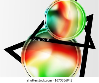 Abstract background - glossy glass bubbles, abstract sphere shapes, geometric dynamic composition with copyspace. Vector Illustration For Wallpaper, Banner, Background, Card, Book Illustration