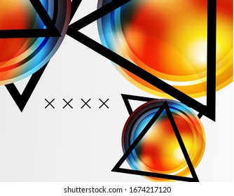 Fondo abstracto - burbujas de vidrio brillante, formas abstractas de esfera, composición dinámica geométrica con espacio de copia. Ilustración De Vector Para Papel De Fondo De Pantalla, Banner, Fondo, Tarjeta E Ilustración De Libros