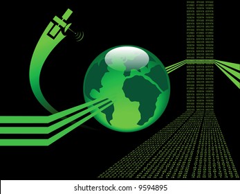 abstract background with  glossy green globe