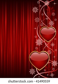 Abstract background with a glossy hearts. Vector illustration.