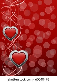 Abstract background with a glossy hearts. Vector illustration.