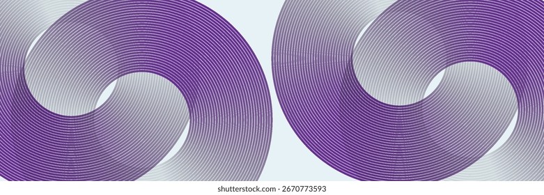 Abstract background. Glossy purple gradient circles. Minimalist geometric pattern. Simple graphic elements. Futuristic concept. Suitable for covers, posters, banners, and brochures, Eps 10.