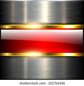 Abstract background glossy and shiny red metallic, vector illustration.