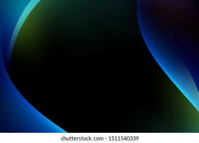 Abstract background glow curve lines on dark blue green background luxury copy space