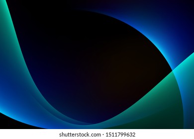 Abstract background glow curve lines on dark blue green background luxury copy space