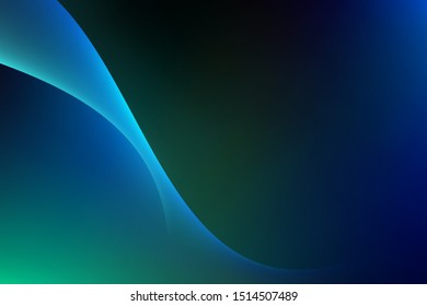 Abstract background glow curve lines on dark blue green background luxury copy space