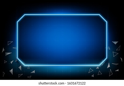 abstract background of glowing blue frame ui hud display