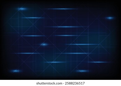 Abstract Background Glowing Blue Laser Horizontal and Diagonal Lines Pattern Digital future science concept. Network firewall