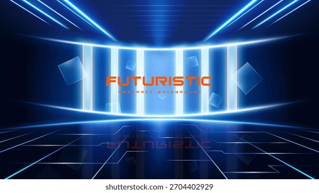 Fondo Abstractas con azul brillante. Escenario moderno, concepto futurista, espacio y ciencia ficción.