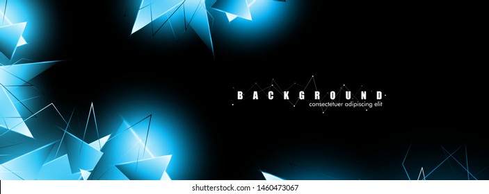abstract background with glowing blue triangles that overlap. isolated black background. vector illustration of eps 10