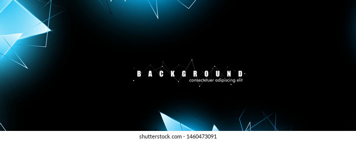abstract background with glowing blue triangles that overlap. isolated black background. vector illustration of eps 10