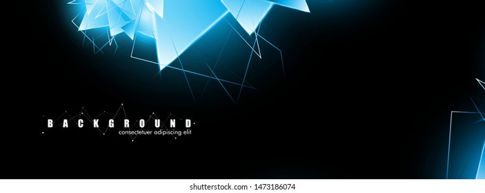 abstract background with glowing blue triangles that overlap. isolated black background. vector illustration of eps 10