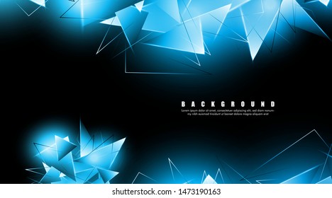 abstract background with glowing blue triangles that overlap. isolated black background. vector illustration of eps 10